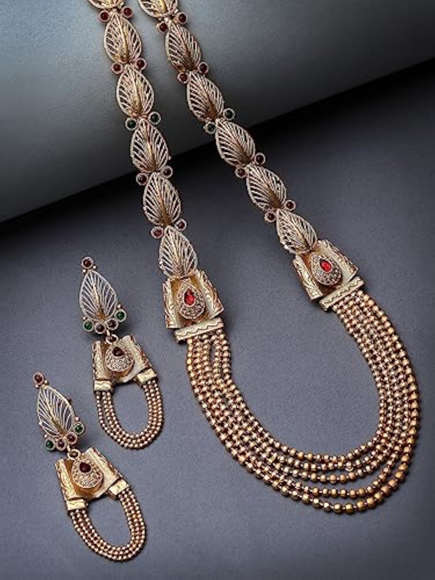 Elegant Kundan Matinee Necklace Set with Earrings